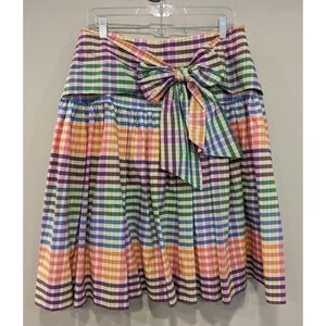 J. Crew Rainbow Striped Bow Front Cotton Blend Skirt Size 12